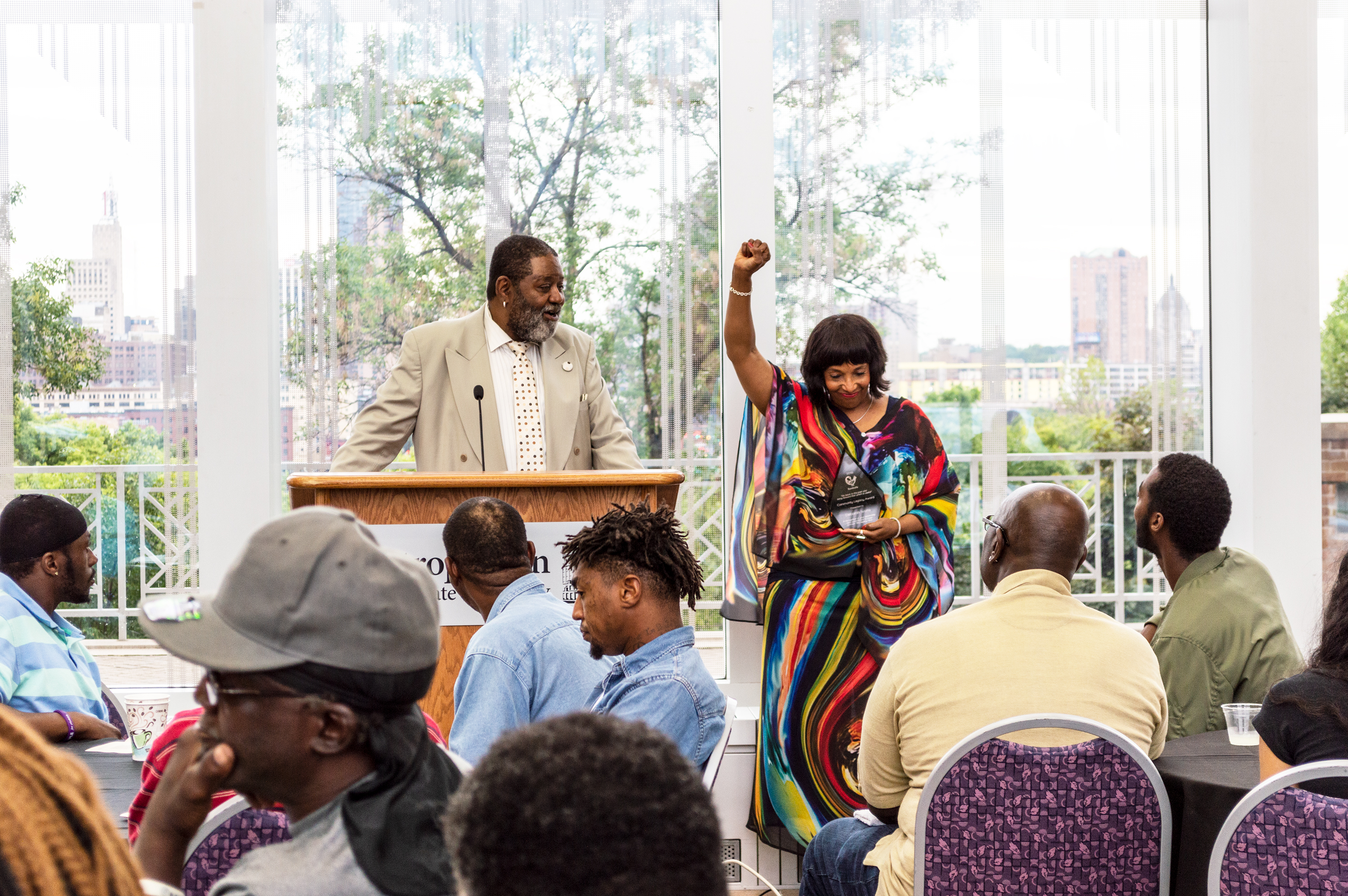 Deborah Watts accepts the 2019 Community Legacy Award for her work with the organization she co-founded, the Emmett Till Legacy Foundation. (Mandy Hathaway / The Metropolitan)